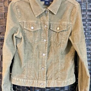 GAP Women's Corduroy Jean Jacket in Olive